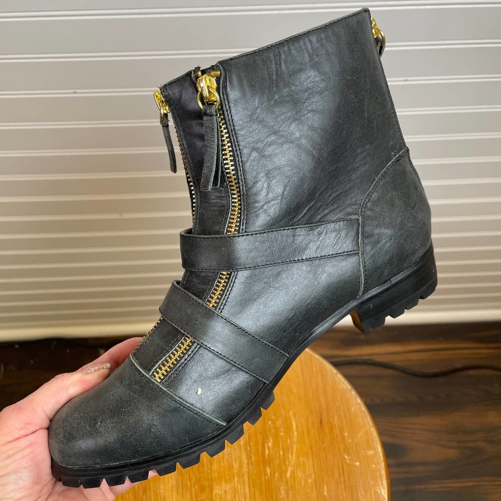 Cynthia Vincent Darby Double Zip & Buckle Moto Lug Sole Boots - Picture 5 of 11